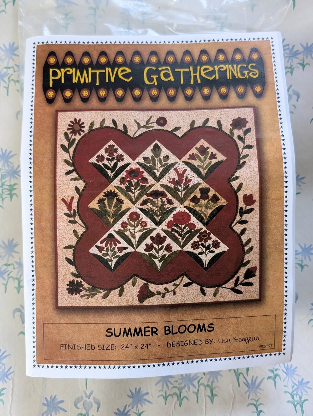 Primitive Gatherings Summer Blooms Quilt Kit NEW Red Wool Floral Farmhouse DIY